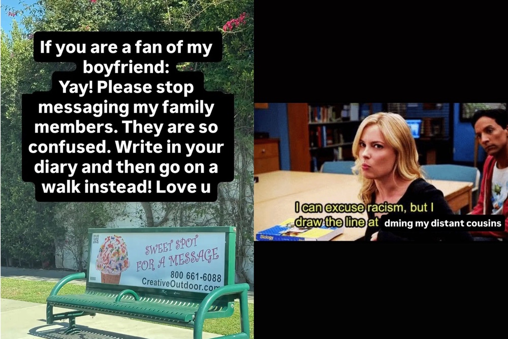 Belmont Cameli's girlfriend, Raina Morris, shared two Instagram Stories back to back, where she asked fans to stop messaging her family members (Instagram/quakerraina)
