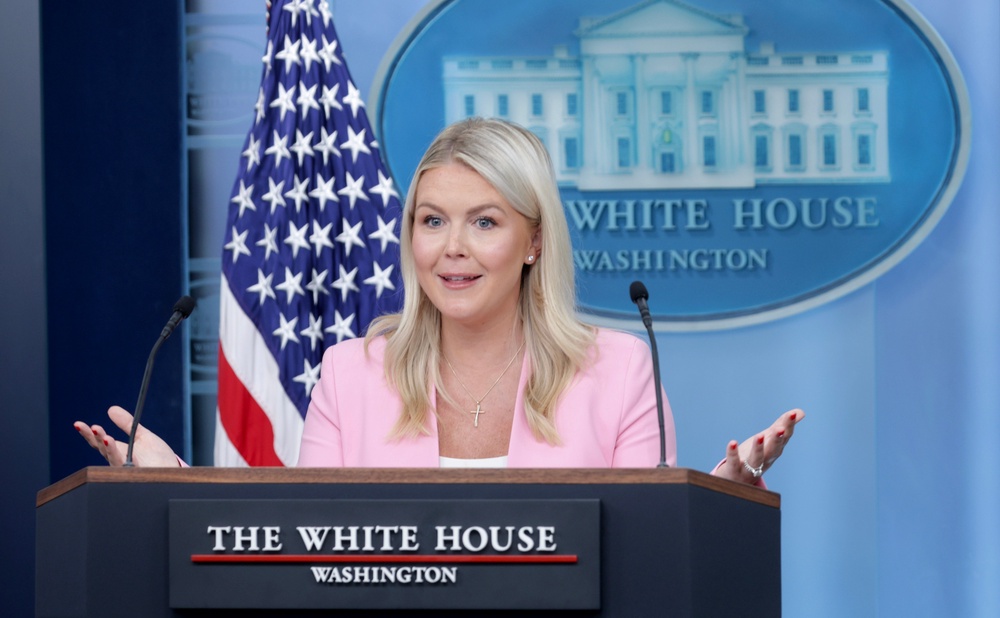 Leavitt faced a number of questions about the Iran war during her first press briefing since returning from maternity leave. (Getty Images)