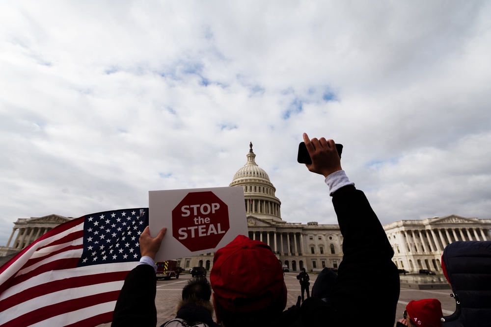 TV networks worry they could be doing their viewers a disservice by airing a speech that may have falsehoods about the 2020 election (Getty Images)
