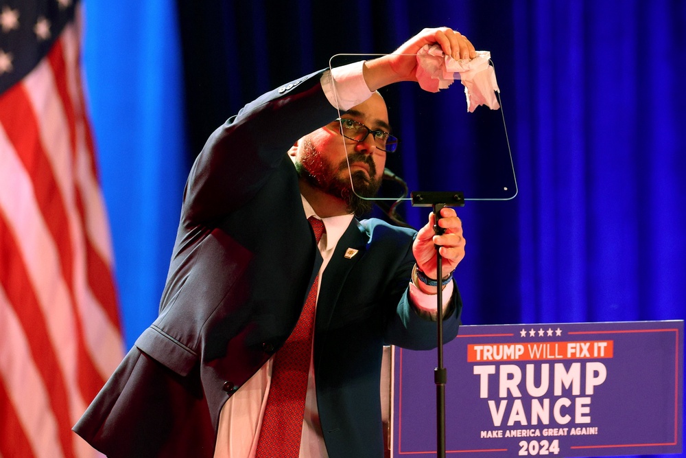 The teleprompter operator who is reportedly under investigation for placing bets on Trump’s speeches was first hired by the Trump campaign in 2016 (Getty)