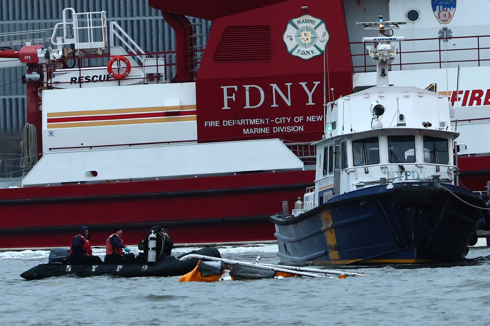 Six people were killed when the sightseeing helicopter crashed into the Hudson River off Lower Manhattan (Getty Images)