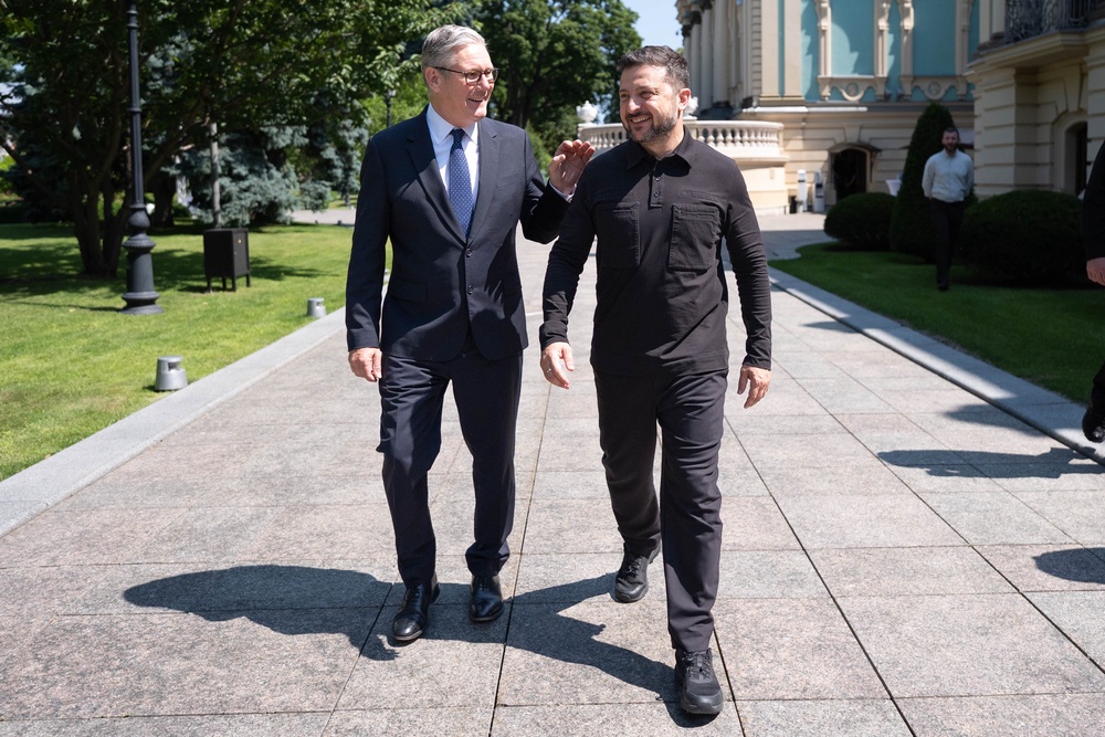 Prime Minister Sir Keir Starmer walks with Ukrainian President Volodymyr Zelensky in the gardens of the Presidential Palace in Kyiv (Stefan Rousseau/PA) (PA Wire)