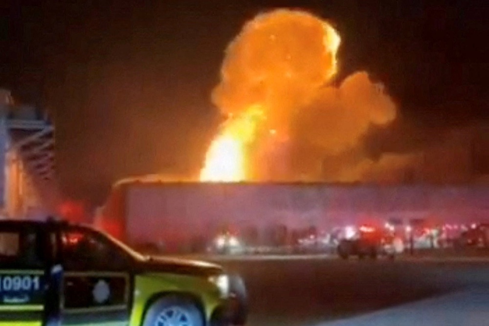 A drone strike on a warehouse in Al Shuaiba, Kuwait (Reuters)