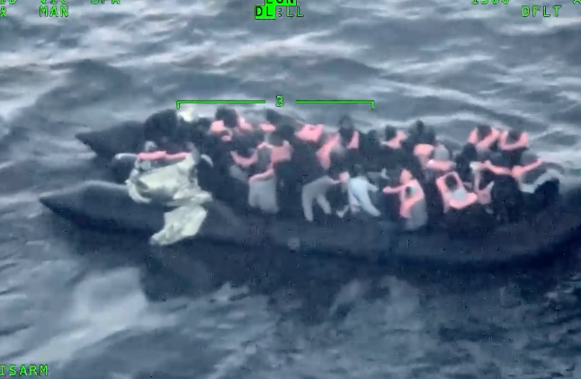 Footage of Charun Magok and then Bol Chuol throwing their coat into the sea on separate boat crossings. (PA)