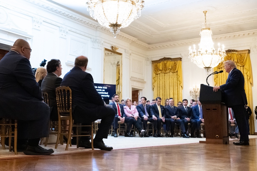 President Donald Trump speaks in the East Room of the White House (Saul Loeb/Pool via AP) (AP)