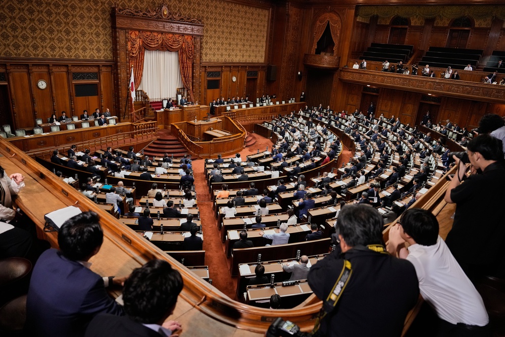 Lawmakers of Japan's Upper House vote on a bill to revise the Imperial House Law (AP)