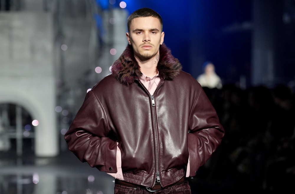 Romeo Beckham on the catwalk at the Burberry show during London Fashion Week (Lucy North/PA)