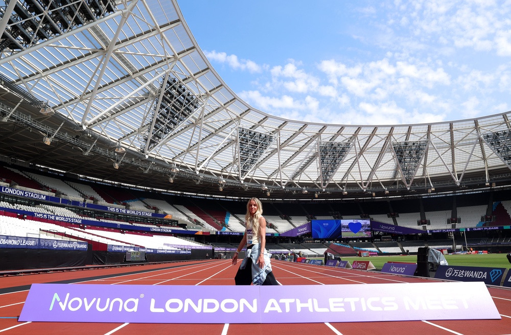 Keely Hodgkinson at London Stadium ahead of her 800m bid (PA)