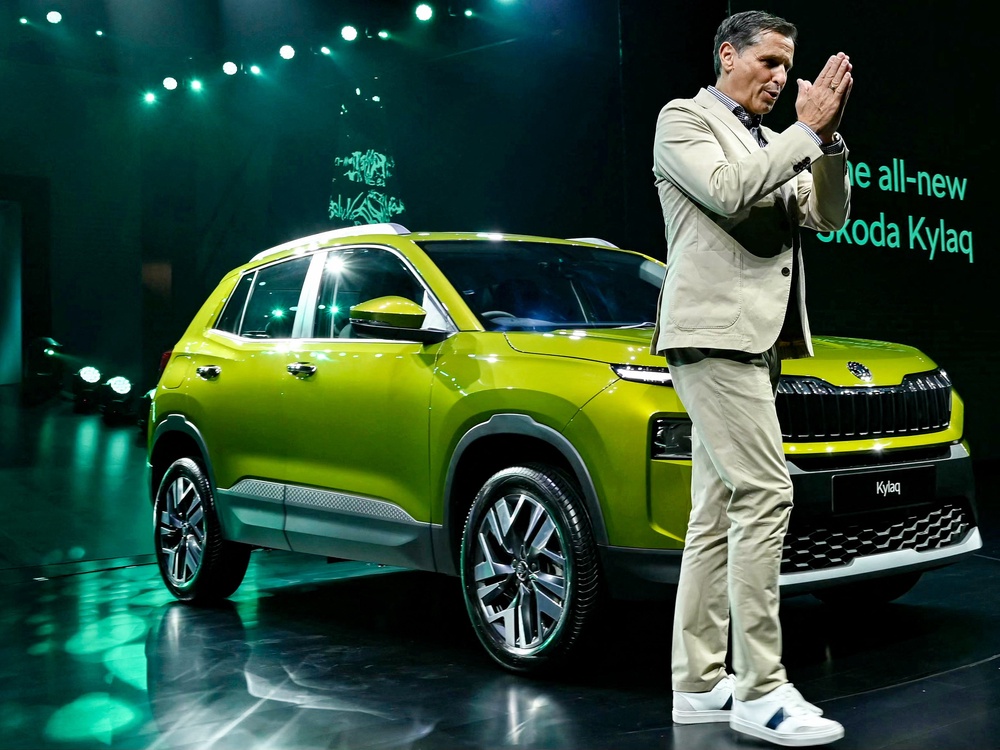 Skoda boss Klaus Zellmer introduced the new Skoda Kylaq to the Indian market in 2025 (AFP/Getty)