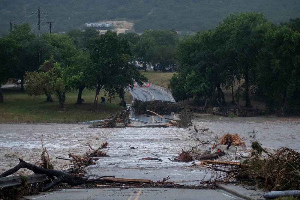 The confirmed fatalities include one person swept away near Uvalde while driving on a flooded road and a man who died after his mobile home was carried into Goat Creek on the Guadalupe River (AP Photo/Joel Angel Juarez)