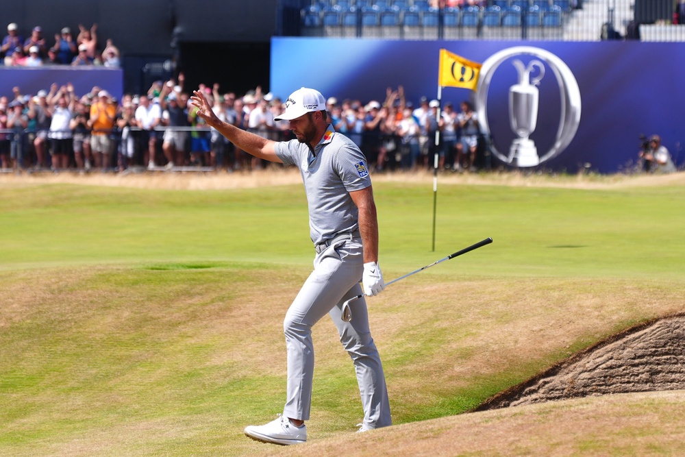Sam Burns holed out from a bunker to match Lucas Herbert’s round (David Davies/PA) (PA Wire)