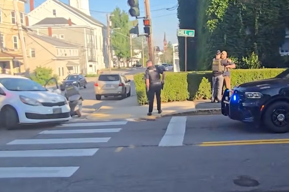 Immigrant father Johan Sebastián Durán Guerrero was killed at this street corner in Biddeford, Maine (Portland Press Herald)