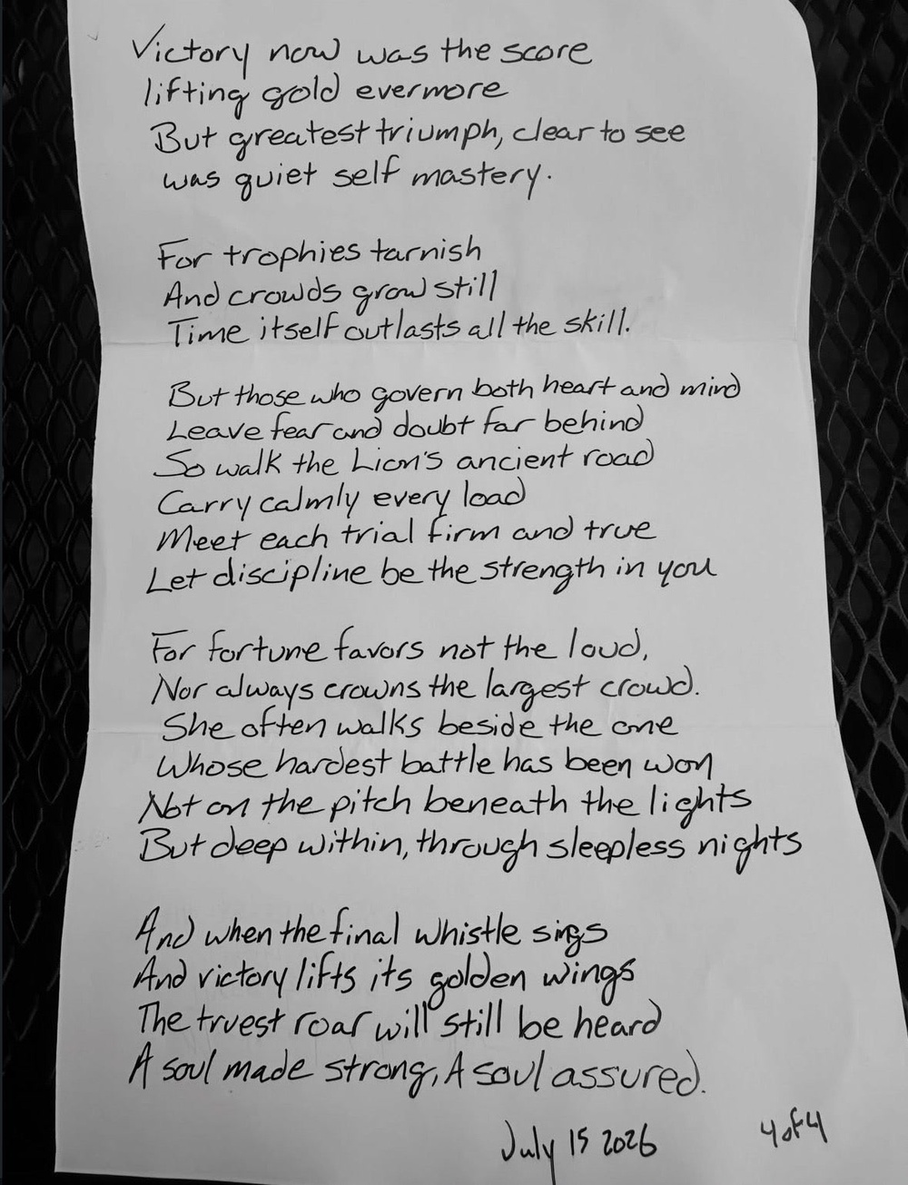 Jude Bellingham shares a poem written by England's team driver (Jude Bellingham / Instagram)