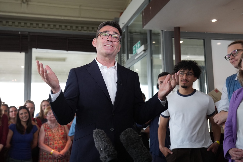 Newly confirmed Labour Party leader Andy Burnham with supporters (Gareth Fuller/PA) (PA Wire)