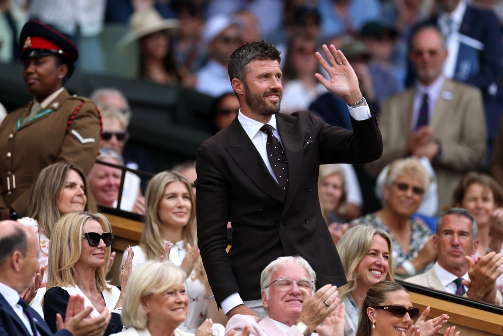 Michael Carrick, Manager of Manchester United, is seen in the royal box at Wimbledon (Getty)