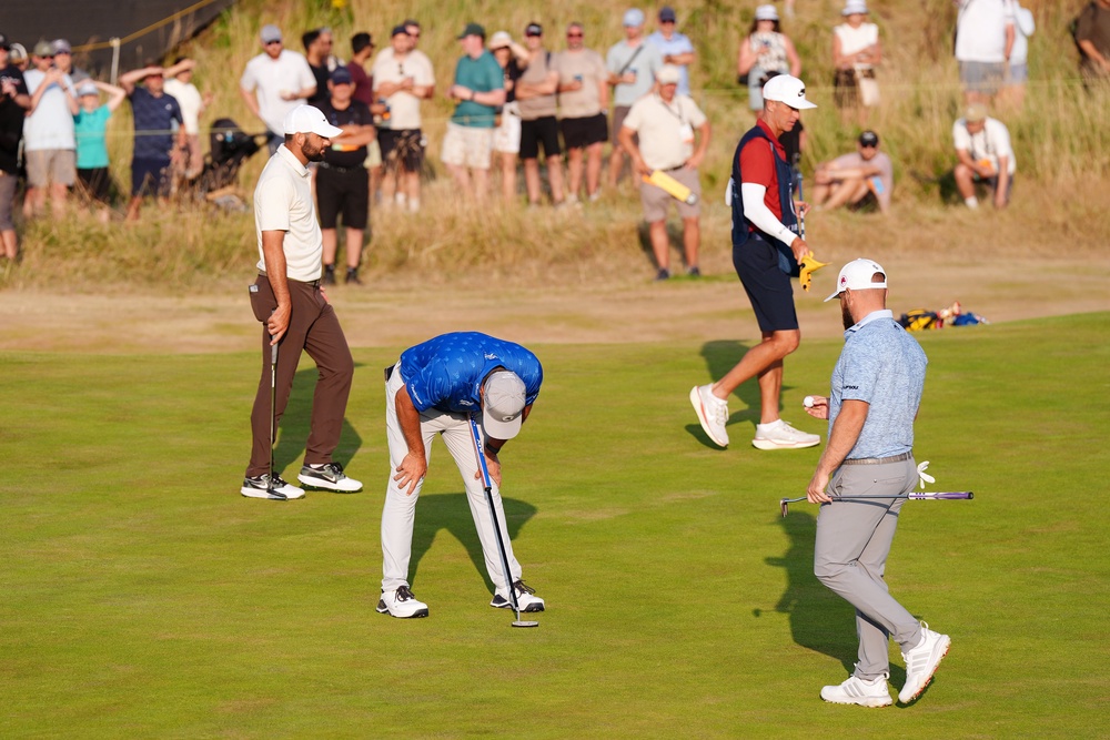 Bryson DeChambeau reacts after putting on 15th during day two (Jacob King/PA) (PA Wire)