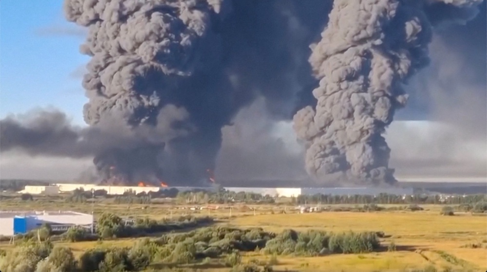 Smoke billows from the warehouse in Elektrostal, Russia (Social Media/Reuters)