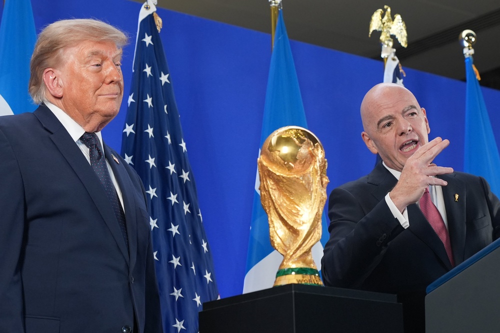 Trump created controversy with a phone call he made to FIFA chief Gianni Infantino earlier this month in which he asked for a review of a controversial referee call in Team USA’s match against Bosnia and Herzegovina (AP Photo/Jacquelyn Martin)