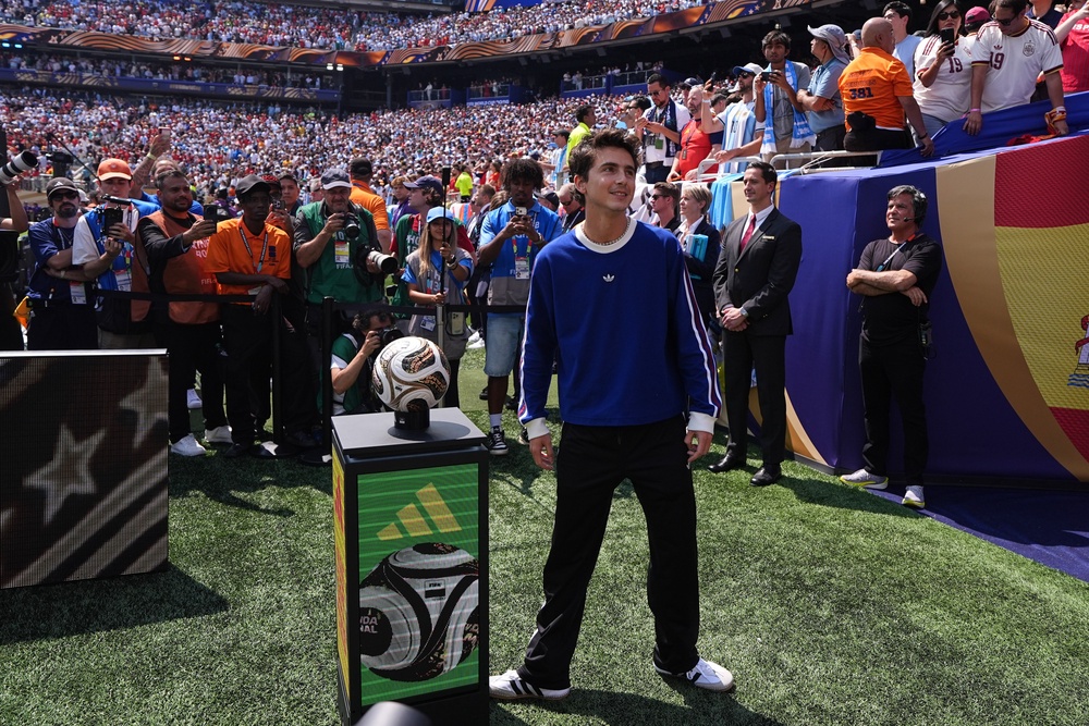 Actor Timothee Chalamet at the World Cup final (AP Photo/Abbie Parr)