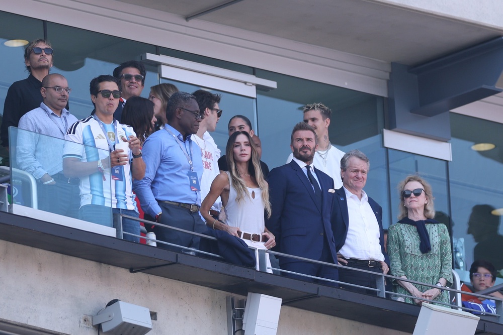 David Beckham and Victoria Beckham attend the FIFA World Cup 2026 Final match between Spain and Argentina at New York New Jersey Stadium on July 19, 2026 (Getty)