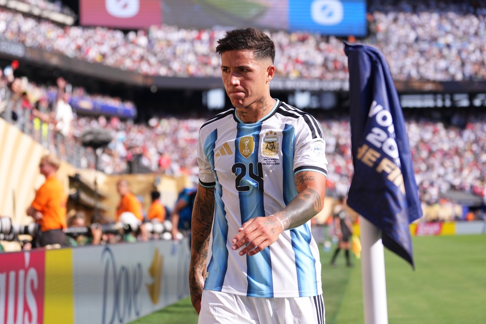 Fernandez became the sixth player to be sent off in a World Cup final – and the third from Argentina (AP)