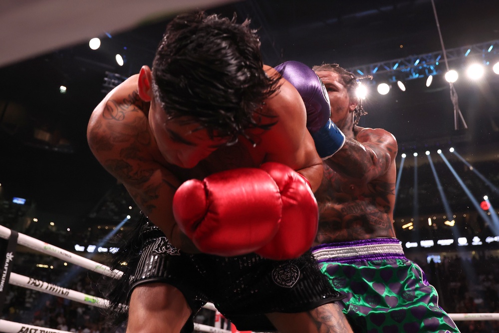 Garcia took a knee and was counted out in his first loss, a defeat by Gervonta Davis (Getty)