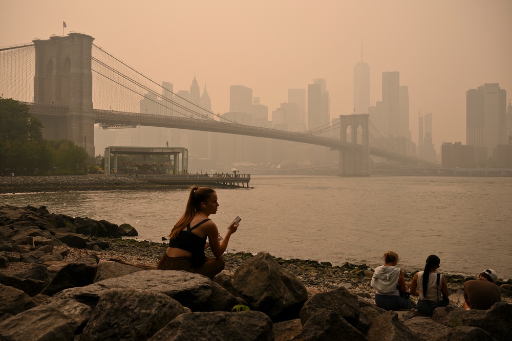 New York City was just one of several northeastern U.S. cities blanketed in smoke last week as a result of the fires raging north of the border (AFP/Getty)