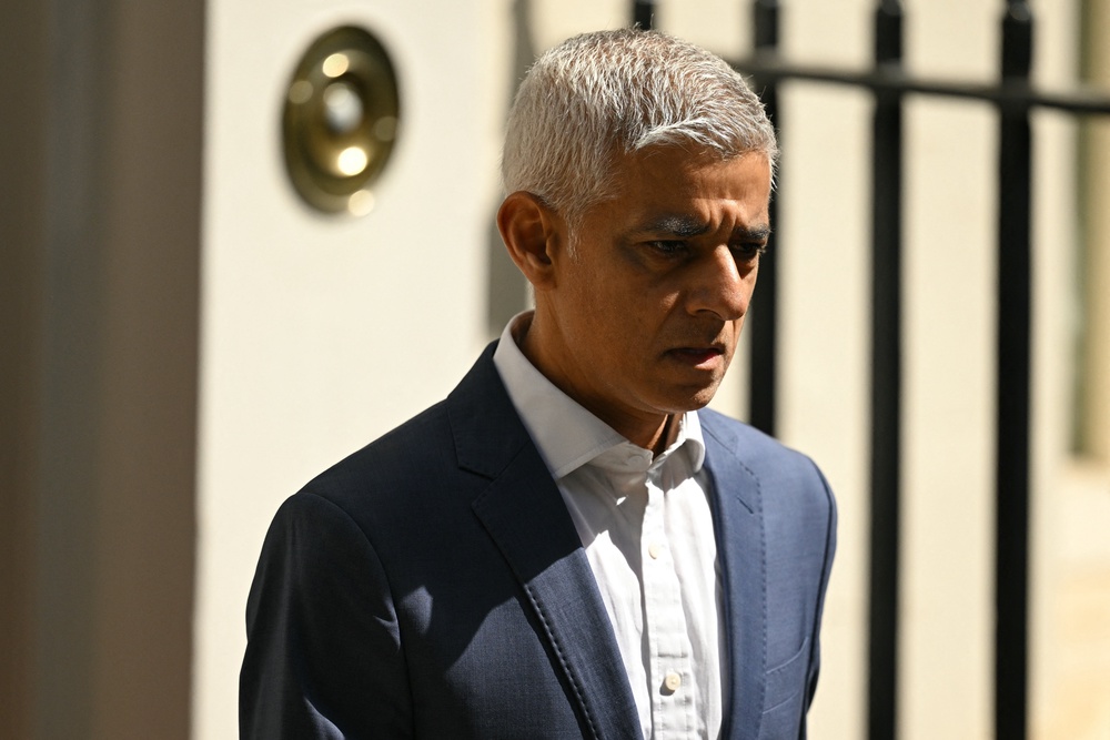 London Mayor Sir Sadiq Khan said phone thefts halved in the West End (AFP/Getty)