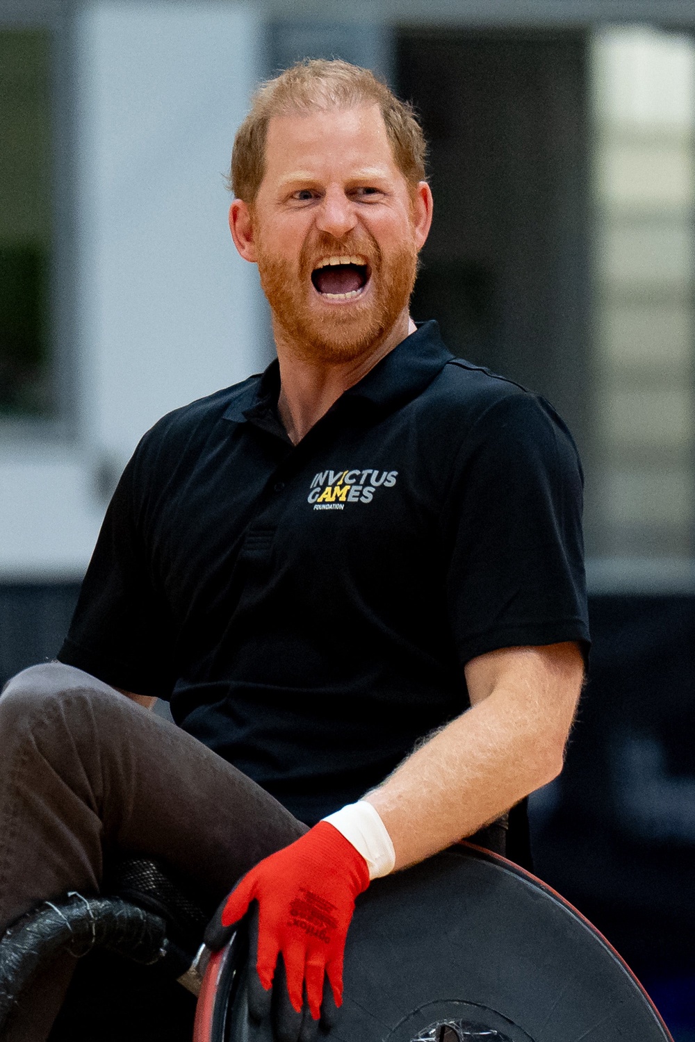 Full throttle: Harry takes part in a game of Wheelchair Rugby on 10 July during the lead-up to the Invictus Games (Getty)
