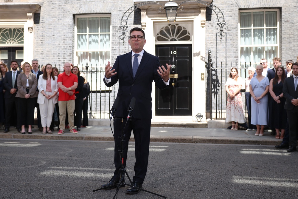 Andy Burnham delivers his inaugural speech as UK's new prime minister (Getty)