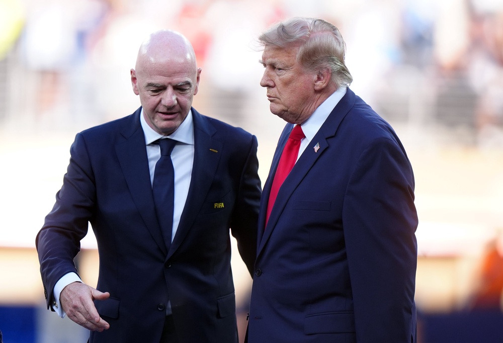 Donald Trump with Fifa president Gianni Infantino at the World Cup final (Bradley Collyer/PA). (PA Wire)