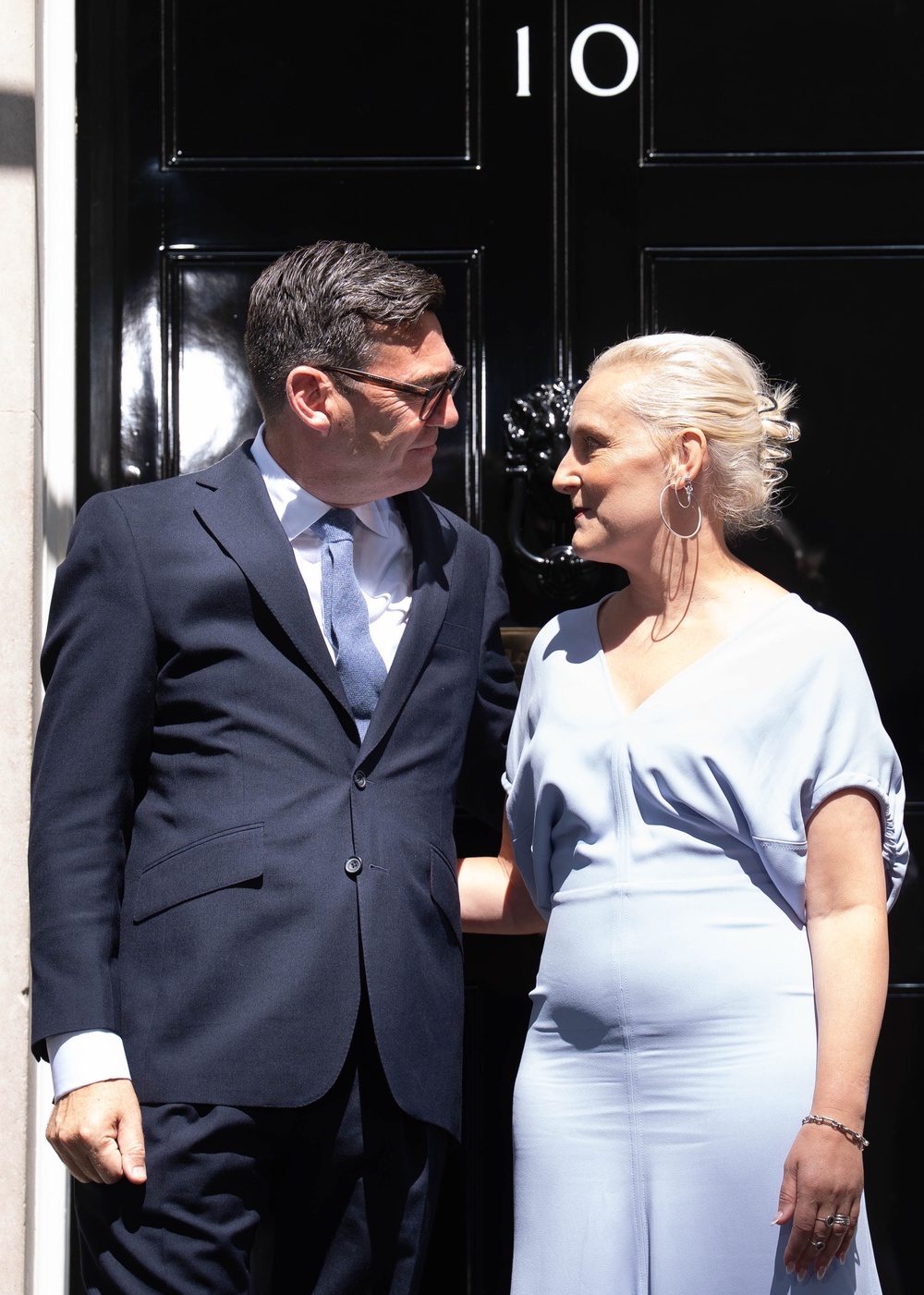 Prime Minister Andy Burnham with his wife outside 10 Downing Street (Stefan Rousseau/PA) (PA Wire)