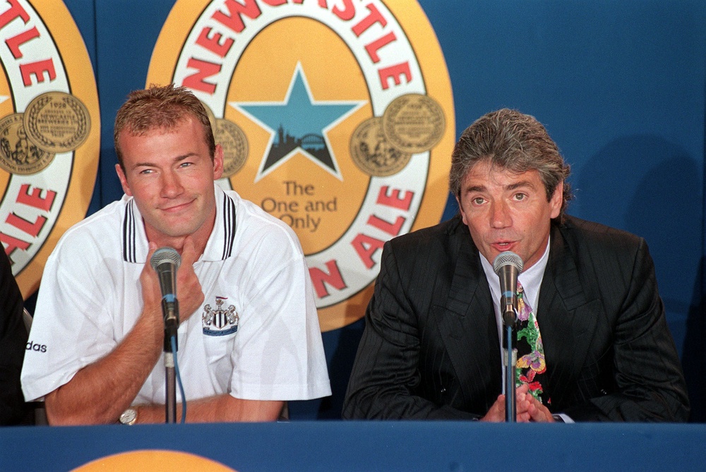 Alan Shearer with manager Kevin Keegan (PA)