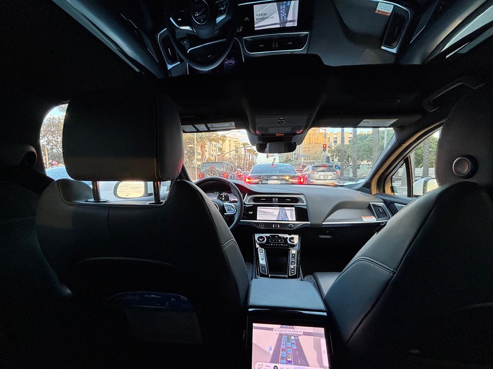 Interior view of a ‘Waymo’ taxi in Los Angeles (Kieran Jackson/The Independent)