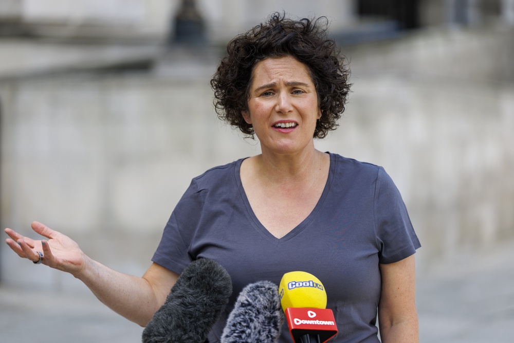 SDLP leader Claire Hanna MP speaking during a press conference outside Belfast City Hall, as Labour leader Andy Burnham is confirmed as the new Prime Minister (Liam McBurney/PA) (PA Wire)