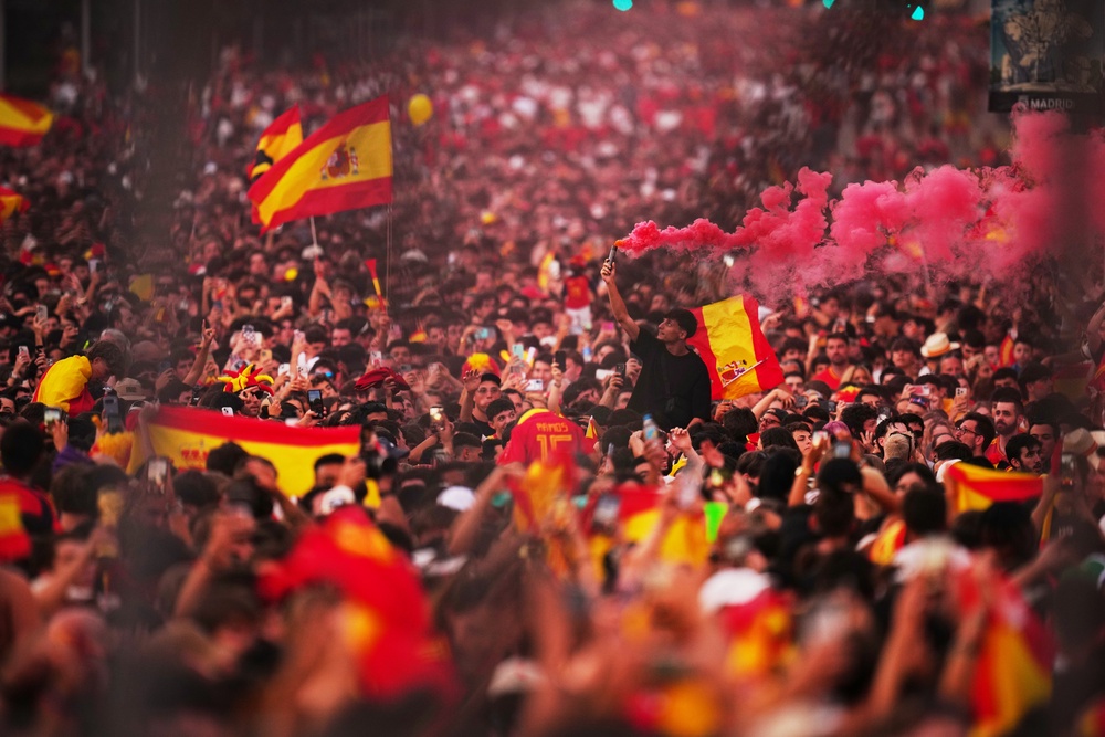 After their win, the Spanish team returned home to an estimated crowd of almost two million who greeted them on the streets of Madrid. (Associated Press)