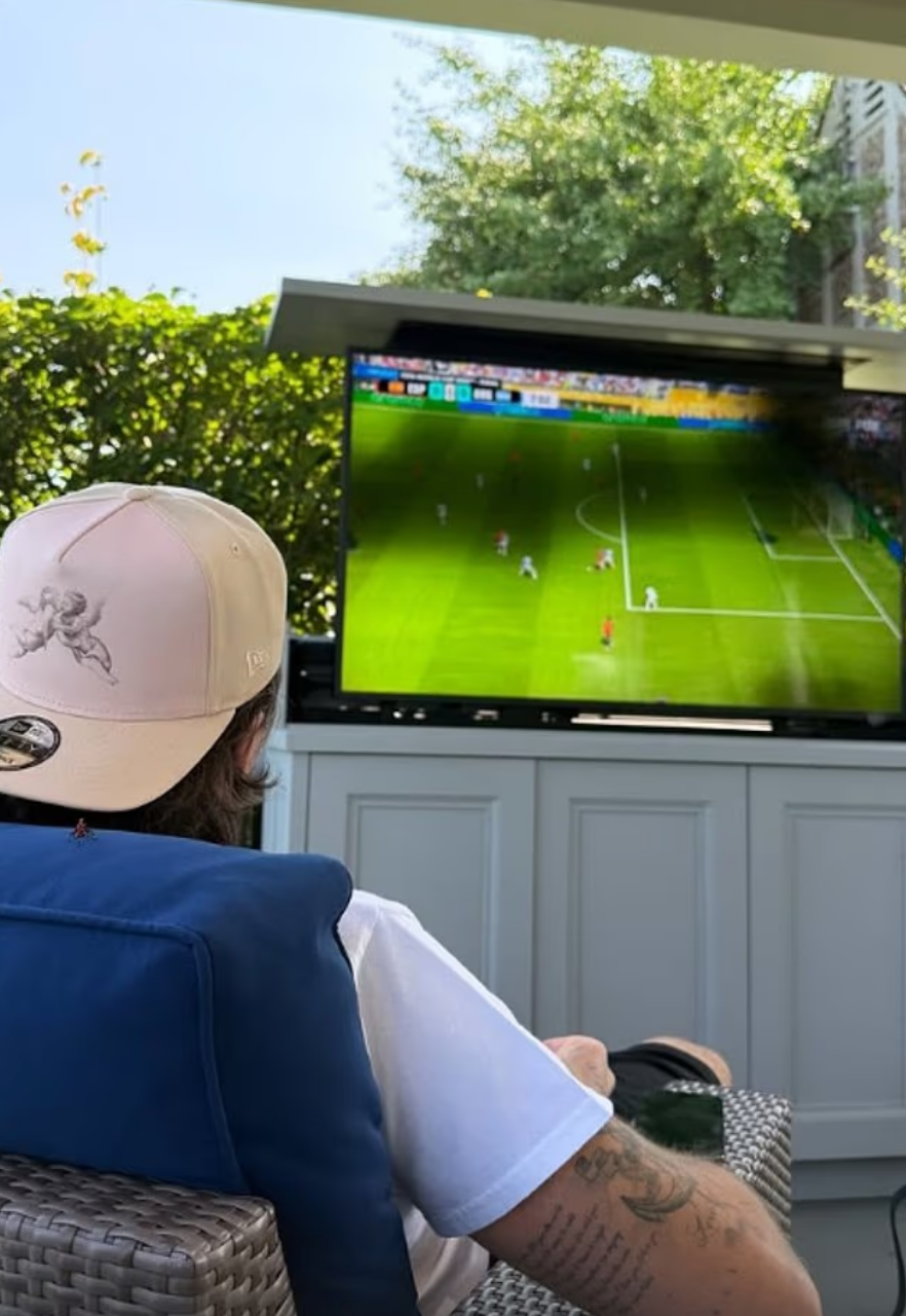 Brooklyn watched the World Cup final from the sofa (Nicola Peltz/Instagram)