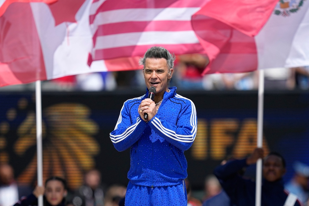 Robbie Williams performed at the World Cup final (AP)