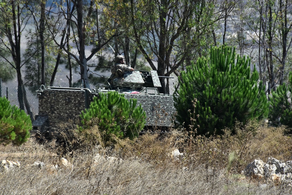 A Lebanese army armored vehicle enters the southern Lebanese village of Zawtar on July 21, 2026. The Lebanese army announced on July 21 that it had begun deploying to an area in the south, one of three 