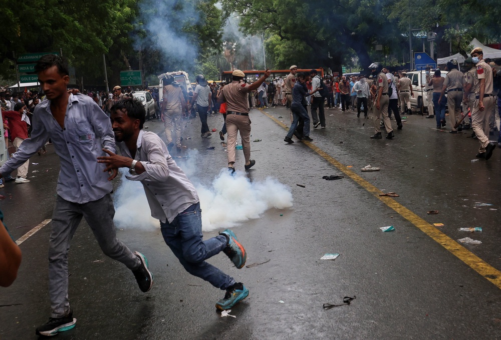 Delhi protest on Monday (Getty)