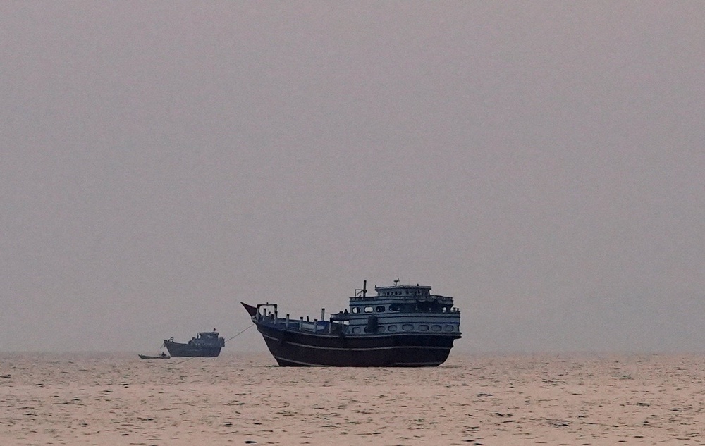 Vessels at the Strait of Hormuz, as seen from Musandam, Oman, July 21 (Reuters)
