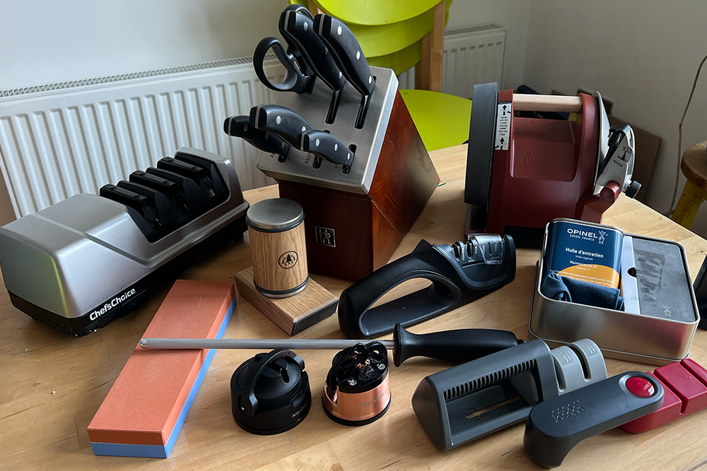 I tested myriad styles of knife sharpeners in my own kitchen (Kate Ng/The Independent)