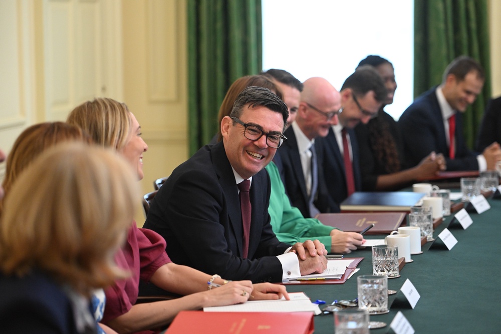 Prime Minister Andy Burnham hosts his first Cabinet meeting at 10 Downing Street (PA) (PA)