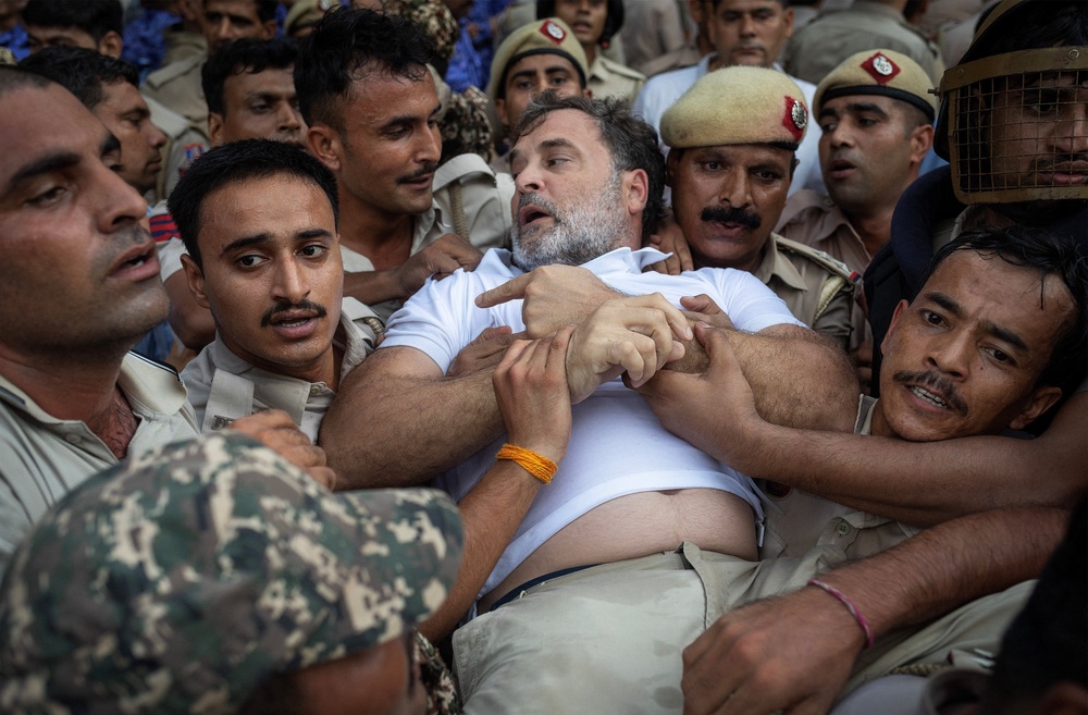 Indian opposition leader Rahul Gandhi is detained by police during a sit-in protest outside Prime Minister Narendra Modi's residence, demanding accountability for police action against students, in New Delhi, India, July 21, 2026 (Reuters)
