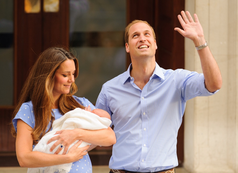 William and Kate leave the Lindo Wing of St Mary’s Hospital in London, with their newborn son, Prince George in 2013 (Dominic Lipinski/PA) (PA Archive)