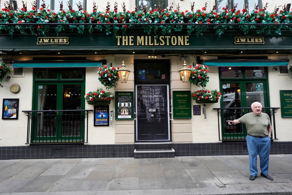 The Millstone pub located in Manchester city centre, has installed a replica front door of Number 10 Downing Street with 