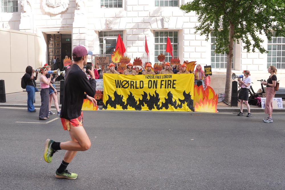 The protest took place outside the Department For Energy Security And Net Zero (Yui Mok/PA) (PA Wire)