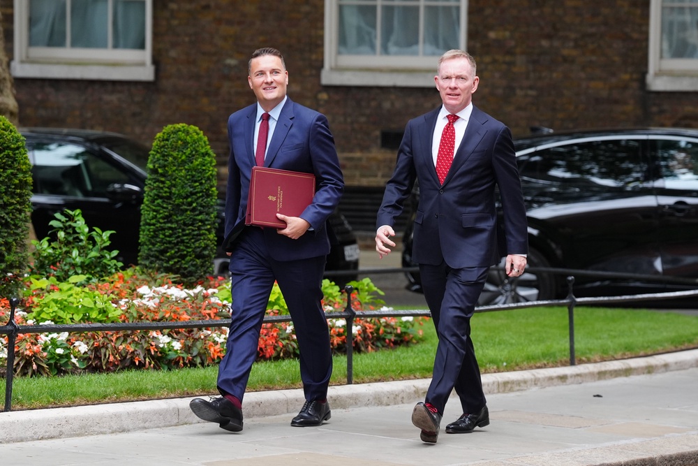 Defence Secretary Wes Streeting (left) and Northern Ireland Secretary Sir Chris Bryant arriving in Downing Street for Andy Burnham’s first Cabinet meeting (Stefan Rousseau/PA) (PA Wire)