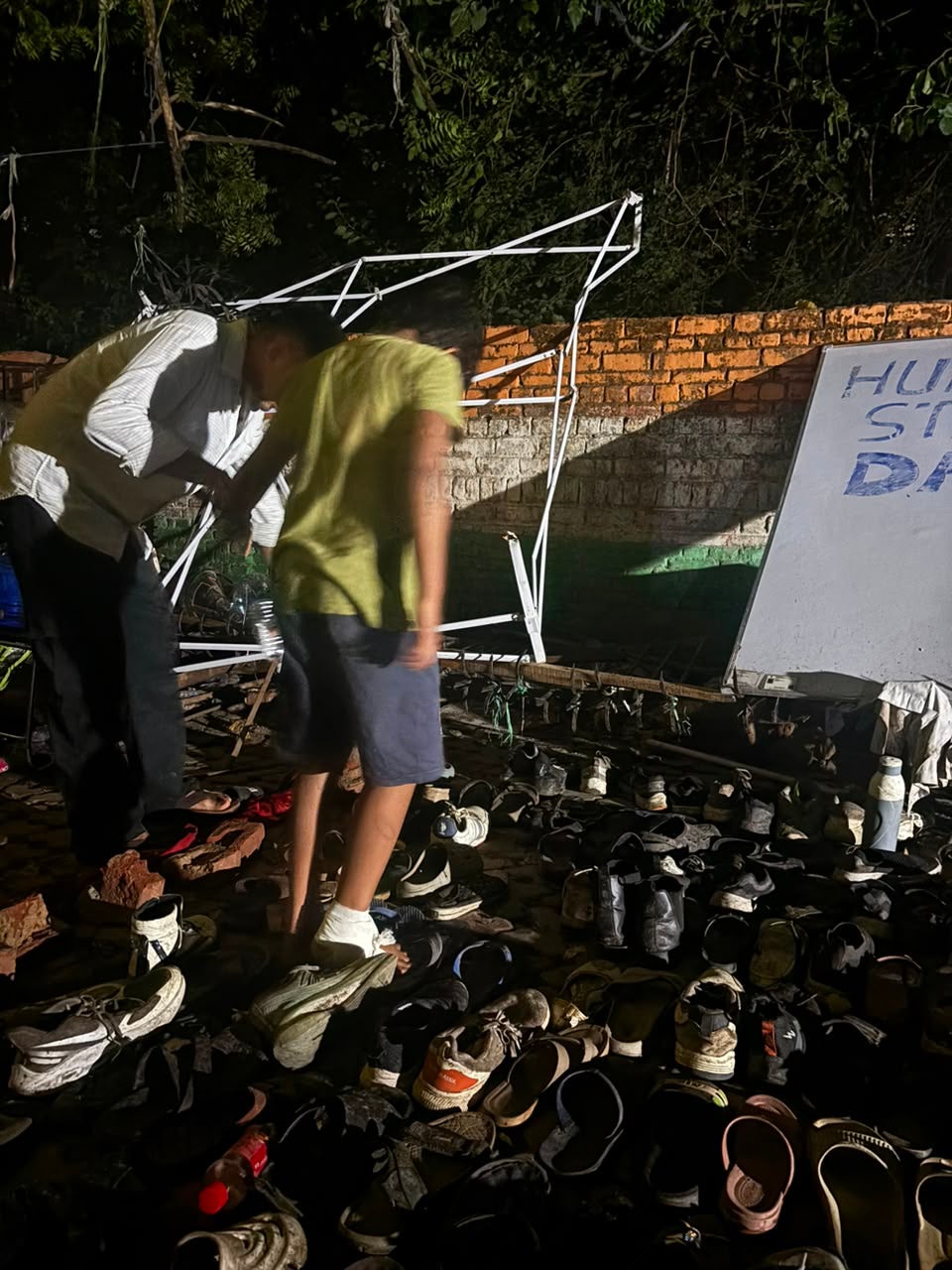 A nine-year-old boy suffered injuries at the protest march on Monday, 20 July 2026. (Alisha Rahaman Sarkar/ The Independent)