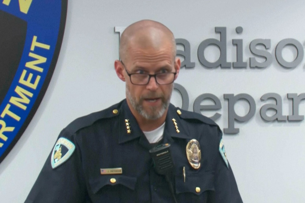 Madison Police Chief John Patterson addresses reporters in the aftermath of the shooting (AP)